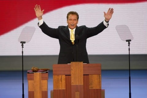 Arnold Schwarzenegger speaks at the 2004 Republican National Convention