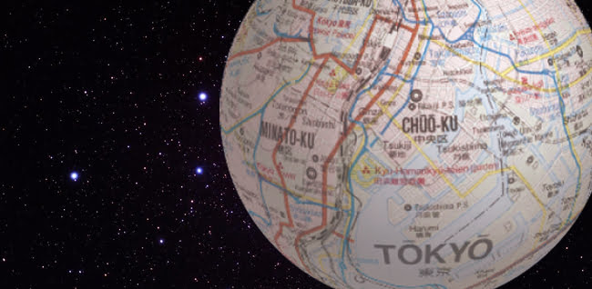 Map of Tokyo shaped into a globe