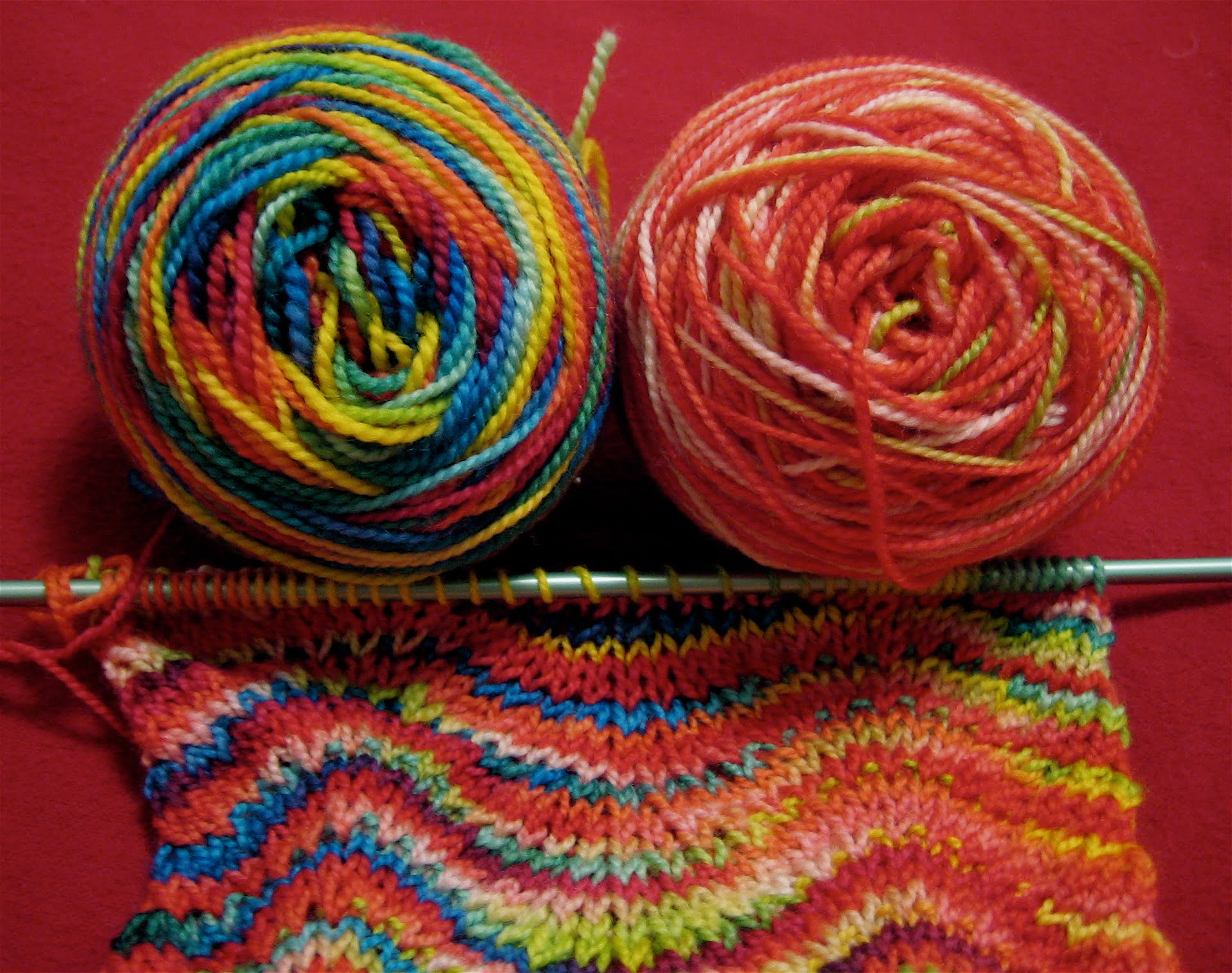 Photo of knitting and balls of yarn