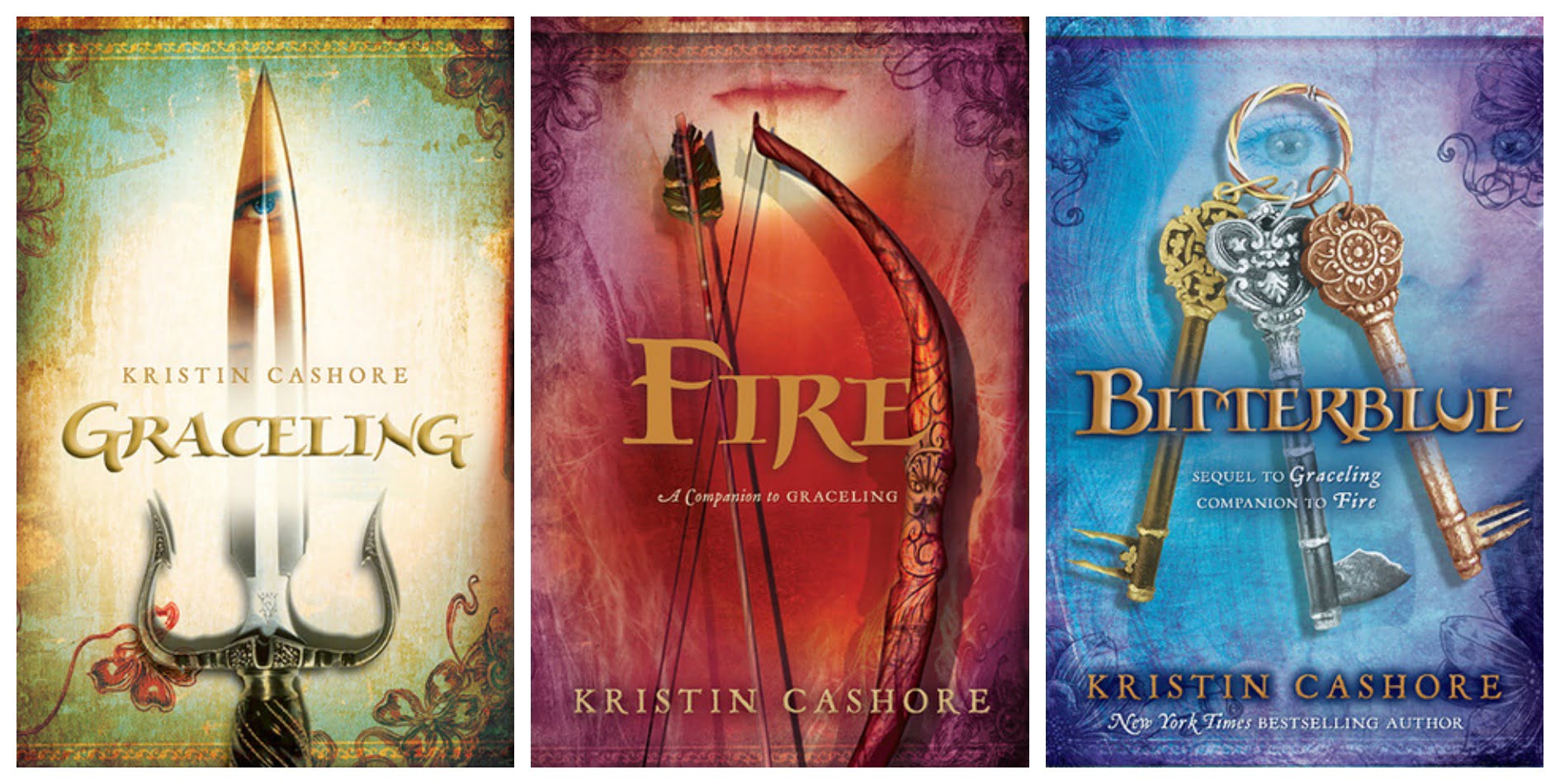 Covers of three Graceling Realm books