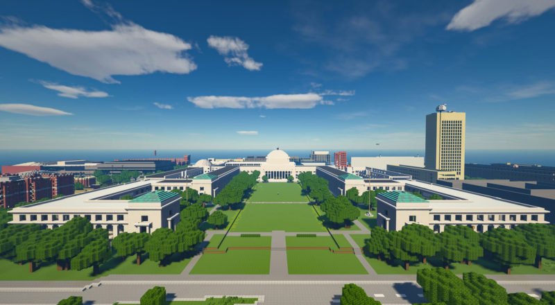 MIT's Killian Court as built in Minecraft